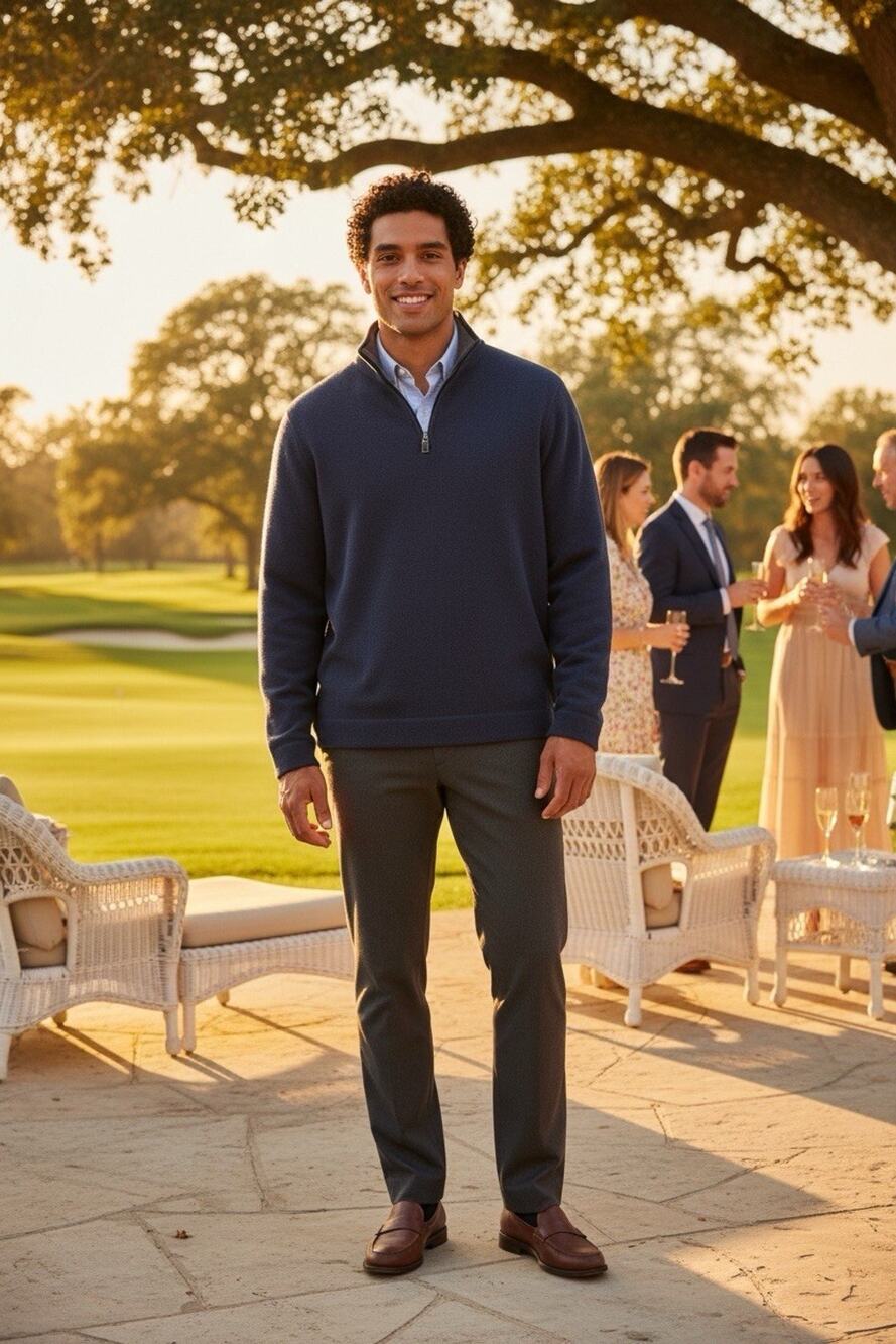 Peter Millar Men's Navy Half-Zip Sweater